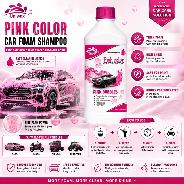 uniwax pink car foam shampoo - 1kg, pink
