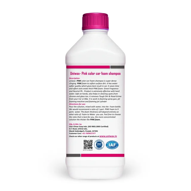 uniwax pink car foam shampoo - 1kg, pink