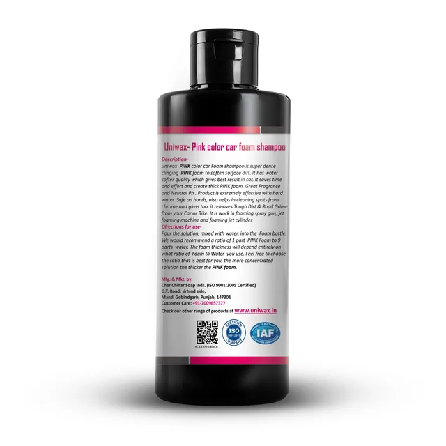 Uniwax Color Foam Wash with Wax Car Shampoo | High Foaming Car Wash Soap | Removes Dirt & Grime | Adds Shine & Water Beading | Safe for All Vehicle Paints | pH Balanced - 200ml