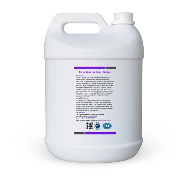 uniwax purple colour foam shampoo with wax / Produces Thick Coloured Foam Car Washing Liquid - 5 KG, Purple