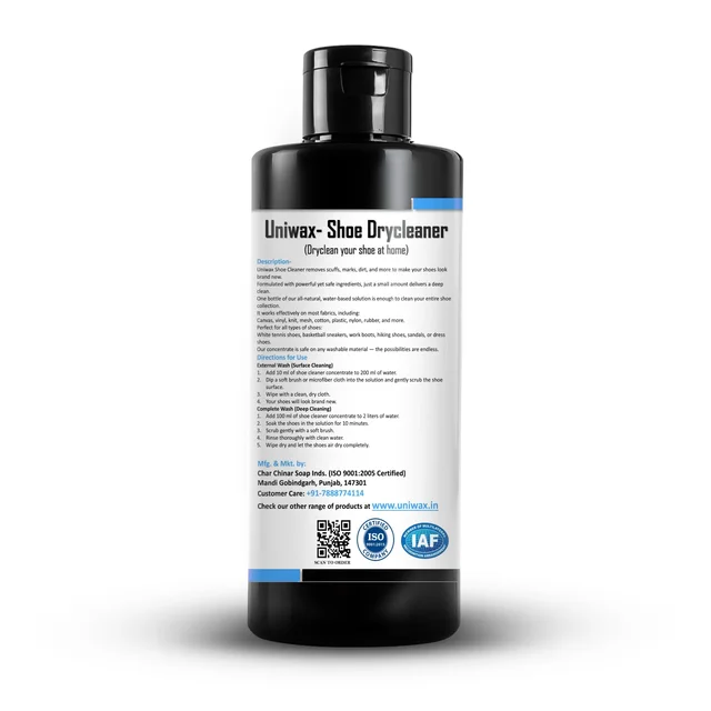 uniwax shoe cleaner concentrate Instant Stain & Dirt Remover | Safe for Leather, Canvas & Sneakers - 200ml