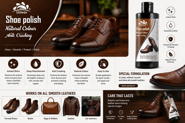 Uniwax Leather Shoe Polish Natural colour – Premium Shoe Shine for All Leather Colors – Nourishes, Protects & Restores – Long-Lasting Gloss - 200 ml