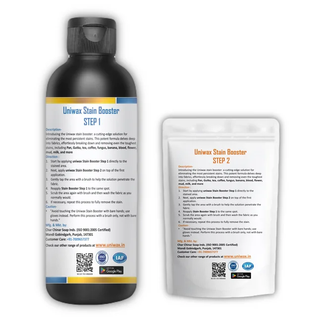 Stain booster for colored cloth pan, gutka, tea, blood, fungus, milk stain remover - 200 gram (100 gram each)