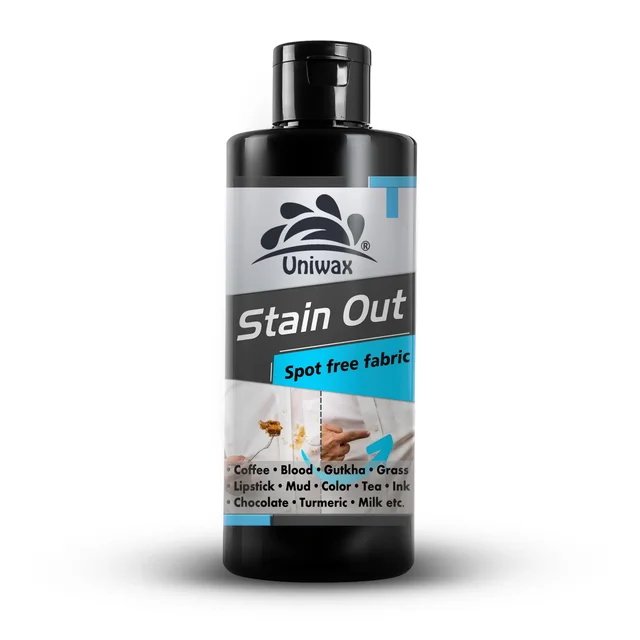 uniwax Stain out for tea coffee, pan masala, colour, black spot, food stain remover for cloth - 200ml