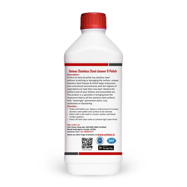 Uniwax Stainless Steel Polish | Streak-Free Shine & Protection | Restores Shine & Prevents Rust | - 1kg
