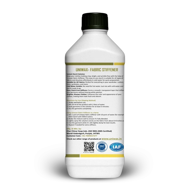 uniwax fabric stiffener, liquid starch / fabric hardener - 1kg