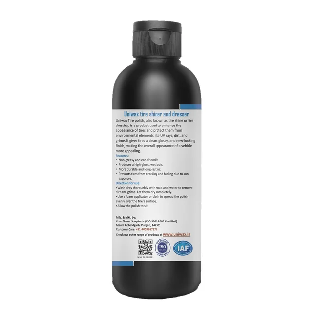 UniWax Tyre Polish – Long-Lasting Shine & Protection – Restores Faded Tires & Resists Dust - 250ml