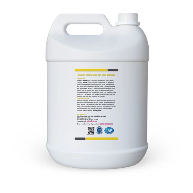 uniwax yellow car colour foam shampoo - 5kg, yellow