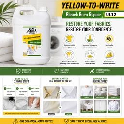 Yellow to White Fabric Whitener Powder |Bleach Burn Repair, Removes Yellow Tint, Iron Stains & Dullness | Laundry Whitener for Cotton & White Clothes - 5 kg