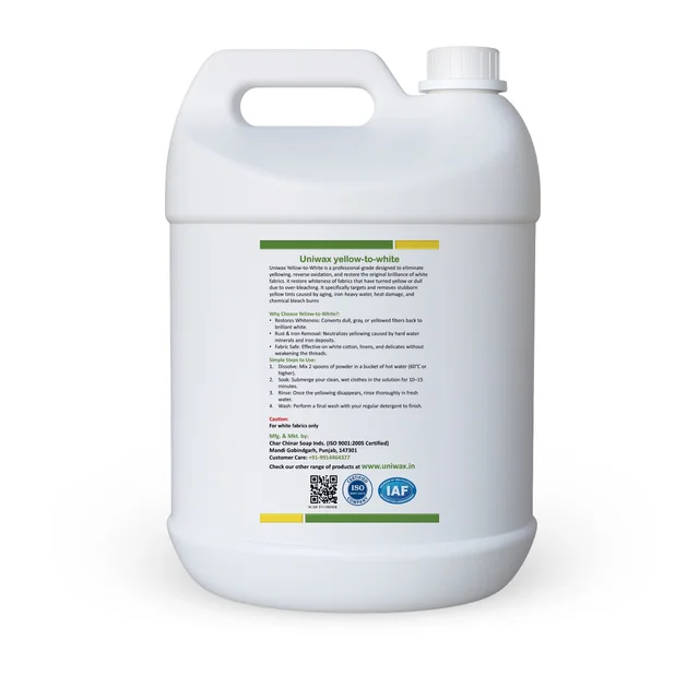 Yellow to White Fabric Whitener Powder |Bleach Burn Repair, Removes Yellow Tint, Iron Stains & Dullness | Laundry Whitener for Cotton & White Clothes - 5 kg