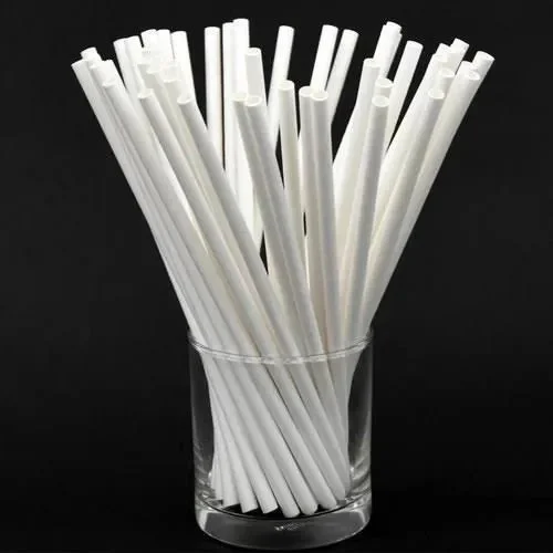 Pepcare Straight Drinking Straw 10 packets (White, Pack of 100) - 8mm