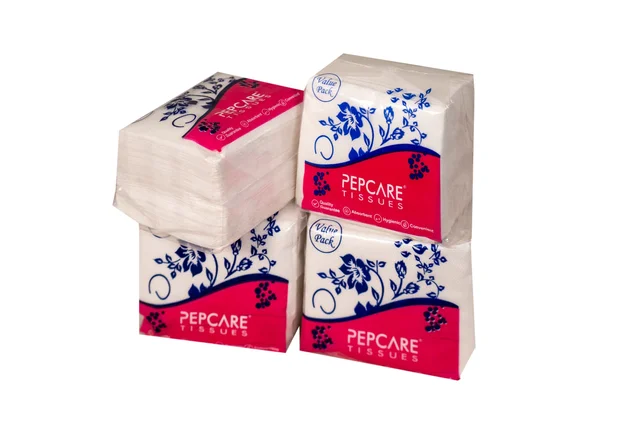 Pepcare Premium Soft Tissue Paper Napkins – 27 × 30 cm | Pack of 4 - 70, 27cm X 30cm, White, 100 Grams