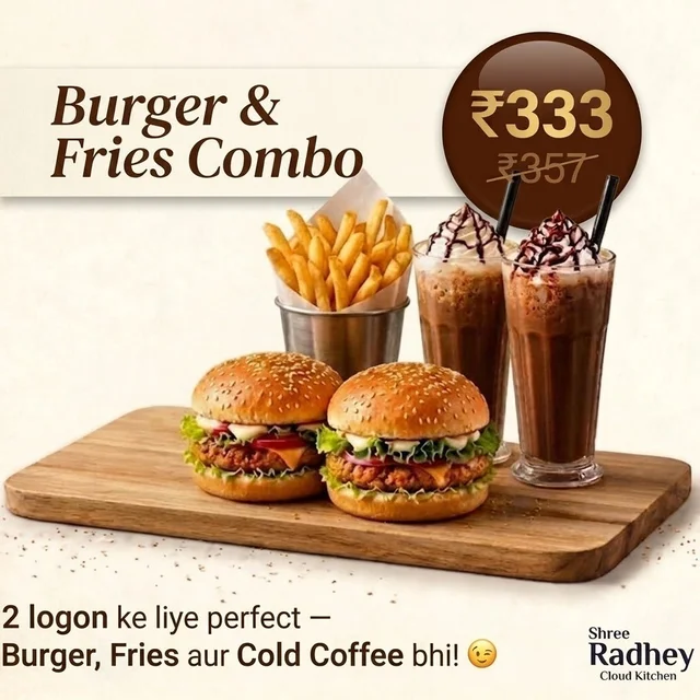 Burger & Fries Combo - Shree Radhey Cloud Kitchen