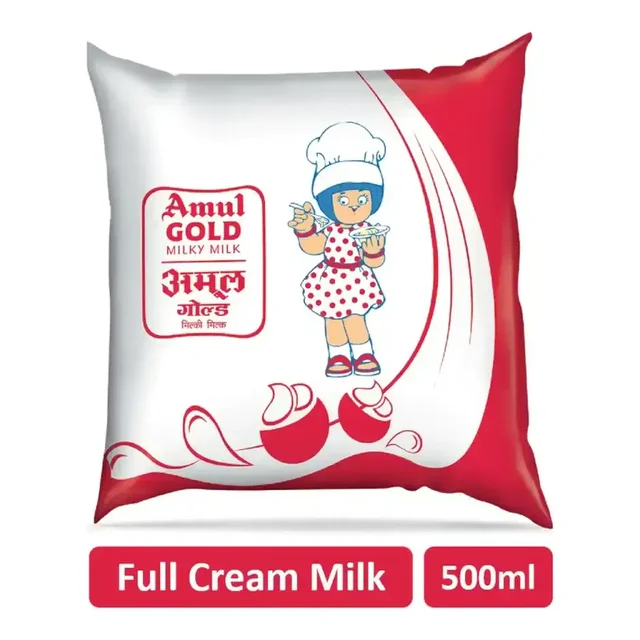 Amul Gold Full Cream Fresh Milk | Pouch - 500 Ml
