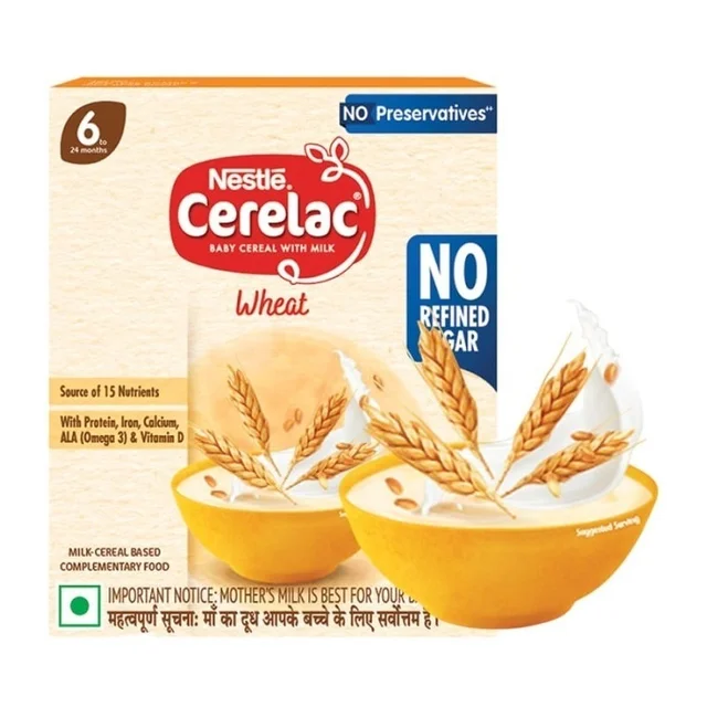 Nestle Cerelac Wheat Baby Cereal (No Refined Sugar, 6-24 Months) - 330 g