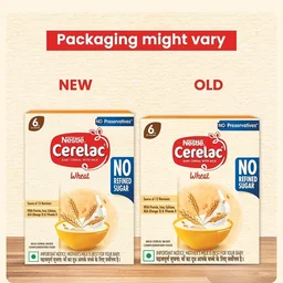 Nestle Cerelac Wheat Baby Cereal (No Refined Sugar, 6-24 Months) - 330 g