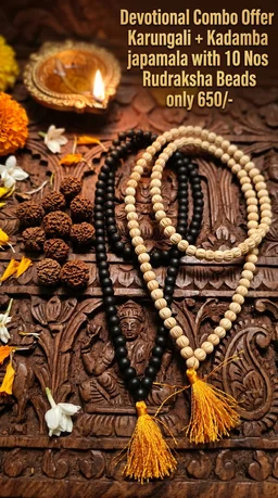 Devotional Combo Offer Karungali+Kadamba +Rudraksha Beads - 8 mm