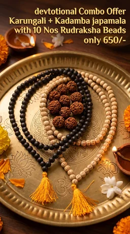 Devotional Combo Offer Karungali+Kadamba +Rudraksha Beads - 8 mm