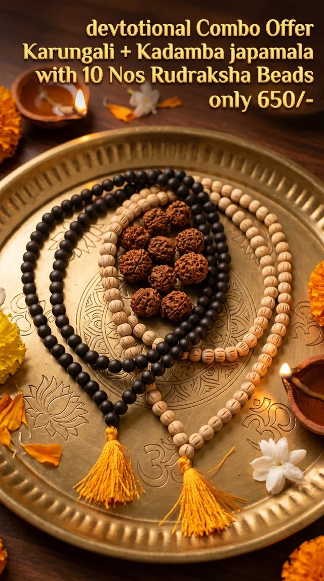 Devotional Combo Offer Karungali+Kadamba +Rudraksha Beads - 8 mm