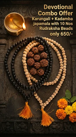 Devotional Combo Offer Karungali+Kadamba +Rudraksha Beads - 8 mm