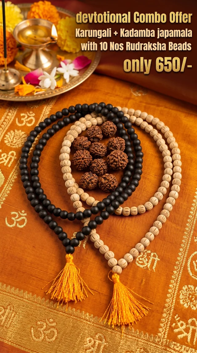 Devotional Combo Offer Karungali+Kadamba +Rudraksha Beads - 8 mm