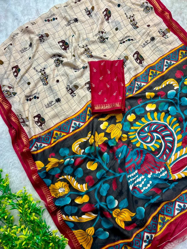 Soft Moss Chiffon Saree With High Quality Border 