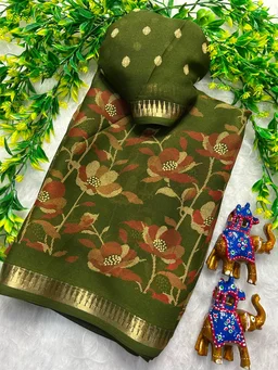 Soft moss chiffon saree with 1 inch border 