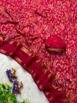 Moss chiffon saree with border 