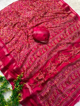 Moss chiffon saree with double border