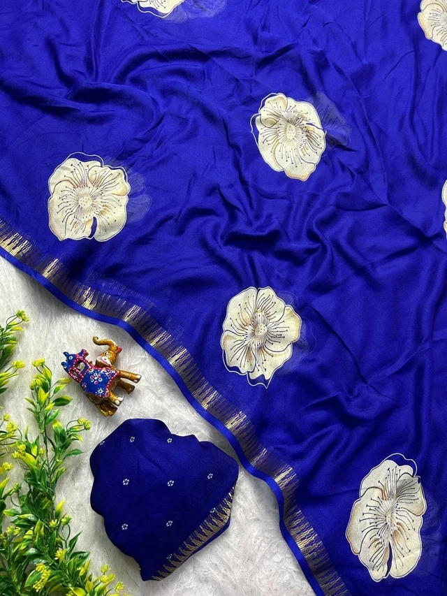Moss chiffon saree with 1 inch temple border 