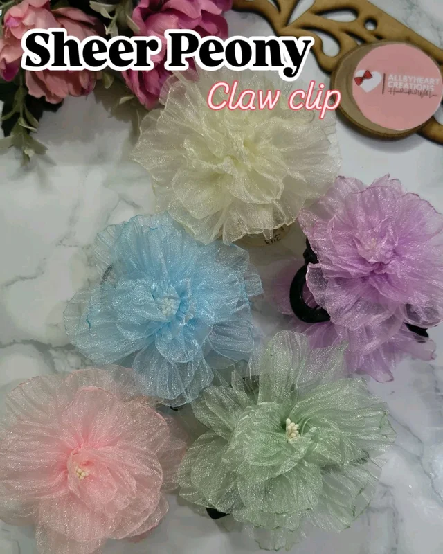 SHEER PEONY CLAW CLIPS - Powder Blue