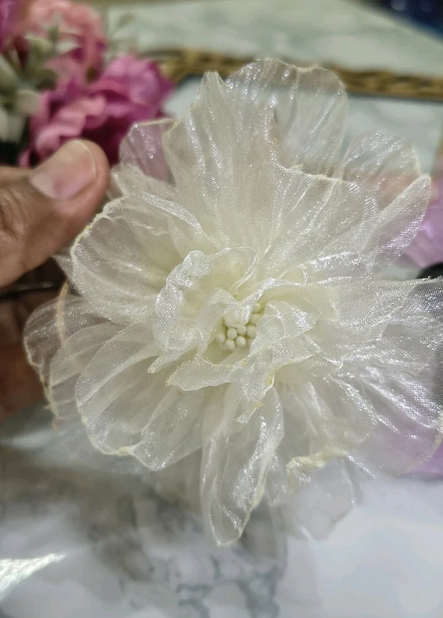SHEER PEONY CLAW CLIPS - Cream