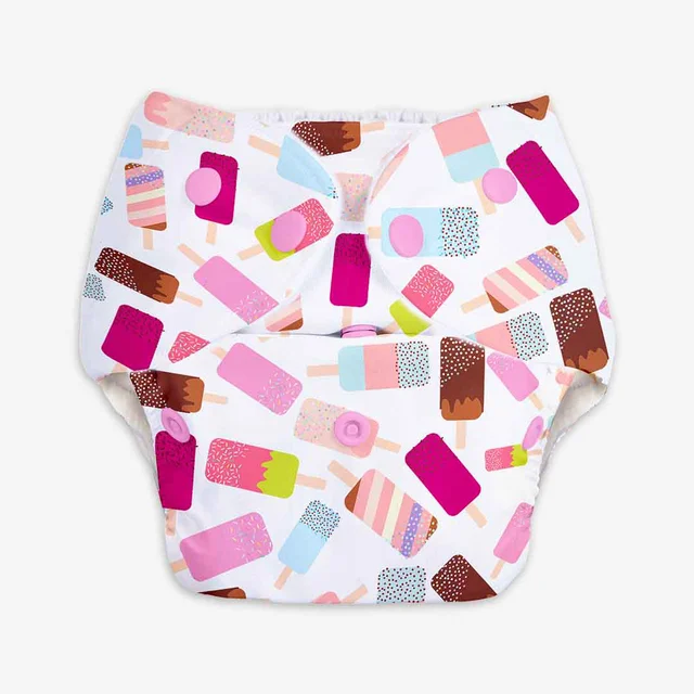 Leak-Proof Reusable Premium Cloth Diaper - Ice Cream (Incl. Ultra-soft 5 layer insert)