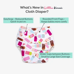 Little Kovai Leak-Proof Reusable Premium Cloth Diaper - Ice Cream (Incl. Ultra-soft 5 layer insert) - Free Size (3M - 2Y)