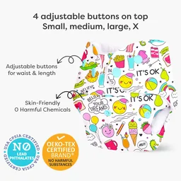 Little Kovai Leak-Proof Reusable Premium Cloth Diaper - Its Ok (Incl. Ultra-soft 5 layer insert) - Free Size (3M - 2Y)