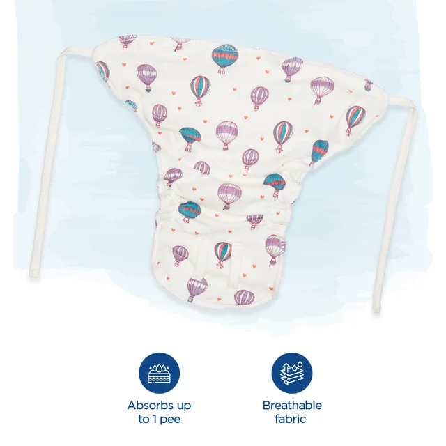 Little Kovai Dry Feel Langots, Lightweight & Breathable Cloth Nappies, Unisex (Pack of 2) - Free Size (3M - 12M)