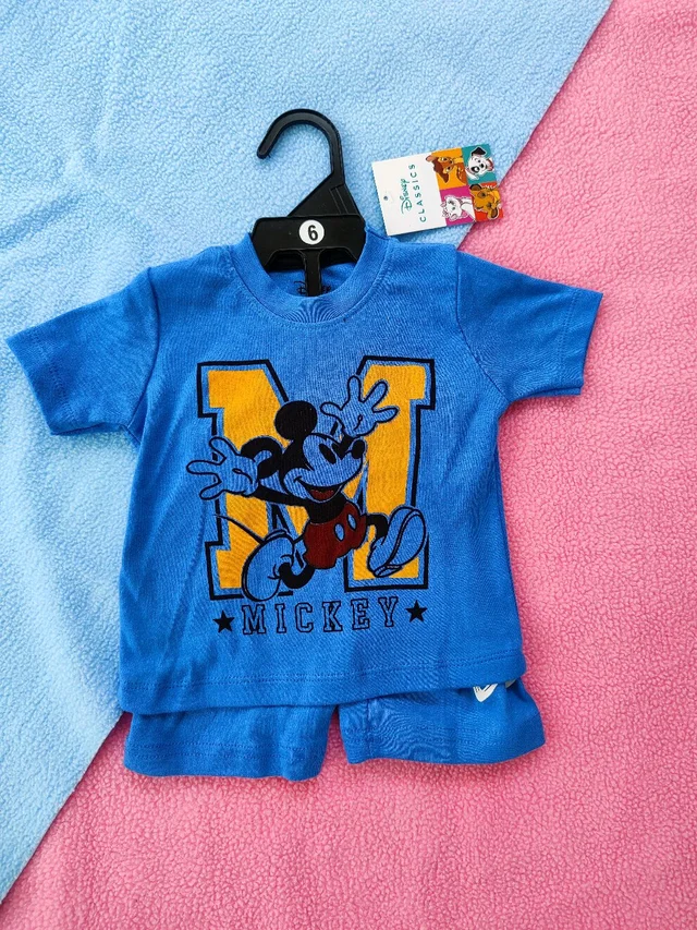 Premium Boy's Cotton Half Sleeves T-Shirt and Shorts Set - Blue With Mickey Dodgers