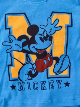 Disnep Classics Premium Boy's Cotton Half Sleeves T-Shirt and Shorts Set - Blue With Mickey Dodgers - 6 Months