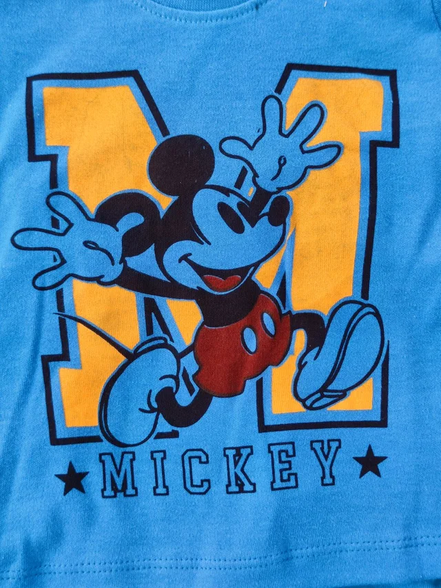 Disnep Classics Premium Boy's Cotton Half Sleeves T-Shirt and Shorts Set - Blue With Mickey Dodgers - 6 Months