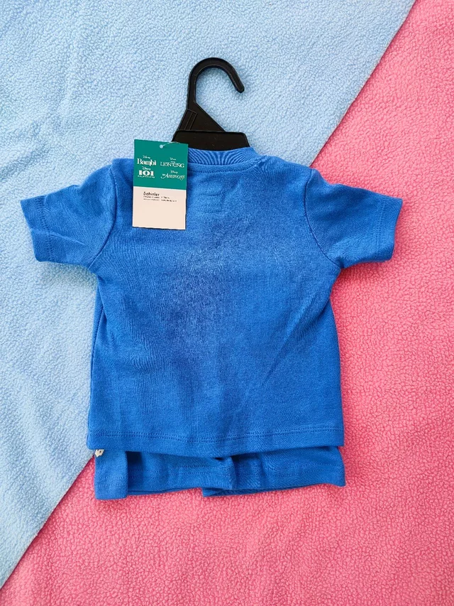 Disnep Classics Premium Boy's Cotton Half Sleeves T-Shirt and Shorts Set - Blue With Mickey Dodgers - 6 Months