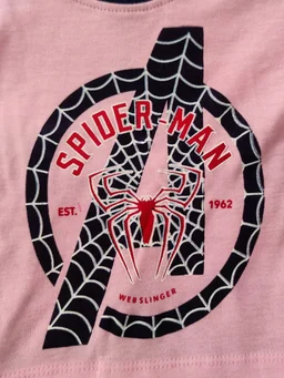 Disnep Classics Premium Boy's Cotton Half Sleeves T-Shirt and Shorts Set - Pink With Blue Spiderman - 6 Months