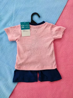 Disnep Classics Premium Boy's Cotton Half Sleeves T-Shirt and Shorts Set - Pink With Blue Spiderman - 6 Months