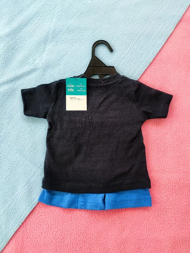 Disney Classics Premium Boy's Cotton Half Sleeves T-Shirt and Shorts Set - Navy Blue Spider - 6 Months