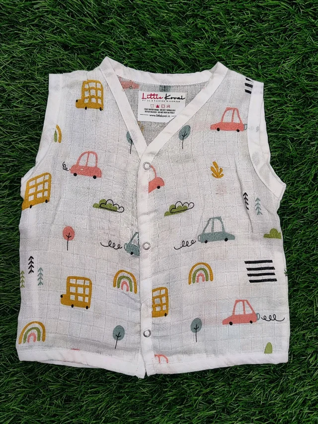 Little Kovai Bamboo Muslin Jabla and Shorts for Babies and Toddlers - Bus - 6M - 12M