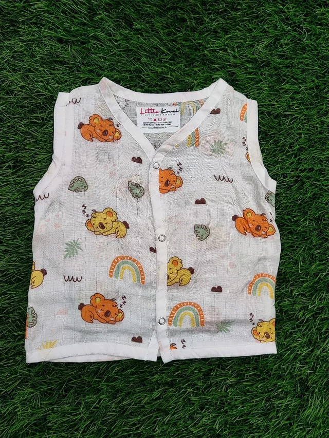 Little Kovai Bamboo Muslin Jabla and Shorts for Babies and Toddlers - Bear - 6 - 12 Months