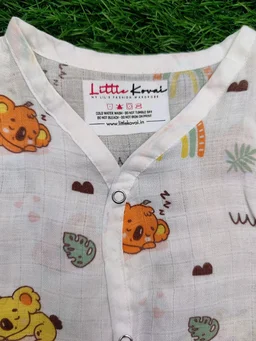 Little Kovai Bamboo Muslin Jabla and Shorts for Babies and Toddlers - Bear - 6 - 12 Months