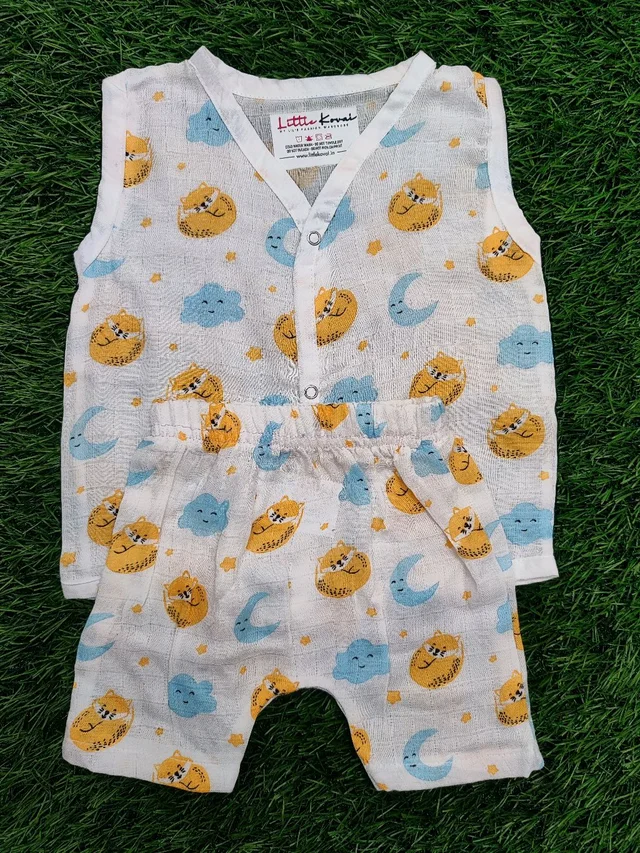 Bamboo Muslin Jabla and Shorts for Babies and Toddlers - Moon
