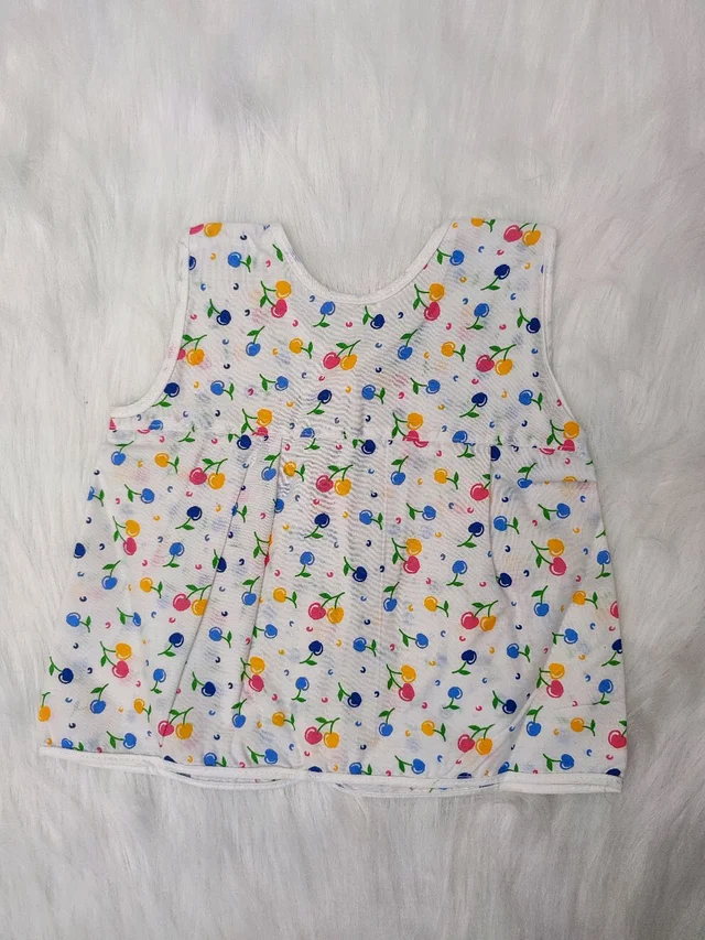 Little Kovai Yaal 100% Organic Cotton Woven Frocks for Babies - Front Open(Combo Pack of 2, Multi-color) - 0 - 6 Months