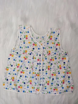 Little Kovai Yaal 100% Organic Cotton Woven Frocks for Babies - Front Open(Combo Pack of 2, Multi-color) - 0 - 6 Months