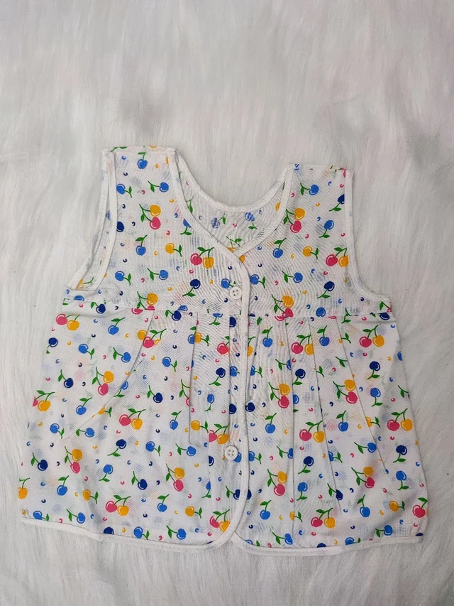 Little Kovai Yaal 100% Organic Cotton Woven Frocks for Babies - Front Open(Combo Pack of 2, Multi-color) - 0 - 6 Months